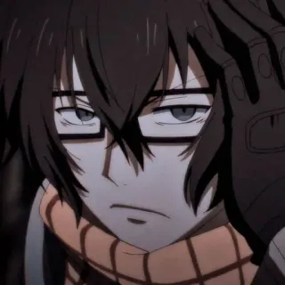 😒 13d5db94 อนิเมะ, ตัวละคร, ผู้ชาย, แว่นตา, จริงจัง, ถุงมือ, ผ้าพันคอ telegram sticker