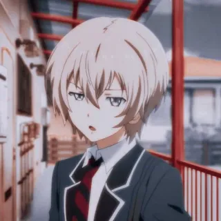 😒 40c28376 อนิเมะ, เด็กผู้ชาย, ผมบลอนด์, เนคไท, เครื่องแบบ telegram sticker