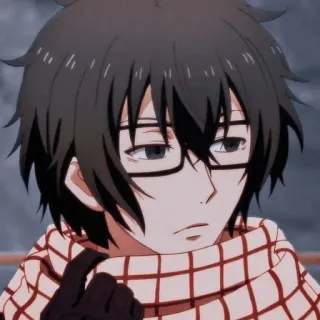 😒 4913f56c อนิเมะ, ผู้ชาย, แว่นตา, ผ้าพันคอ, ตัวละคร telegram sticker