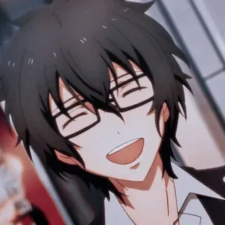 😄 c50d4200 อนิเมะ, มังงะ, ตัวละคร, แว่นตา, ยิ้ม, การ์ตูน telegram sticker