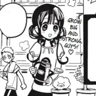 🍇 892500af GROW BIG AND STRONG, GUYS! Anime, Arrosoir, Plante, Mignon, Encouragement telegram sticker