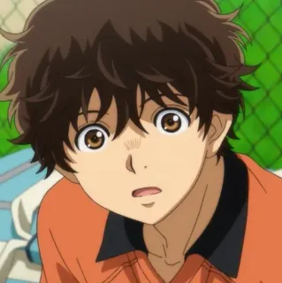 ⚽️ 92d1f954 アニメ, 男の子, 茶髪, オレンジ色のシャツ, ポートレート telegram sticker