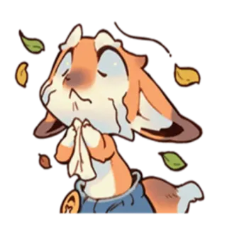 😭 106c87e9 動物, 漫画, キツネ, 病気, 風邪, 秋, 葉 telegram sticker