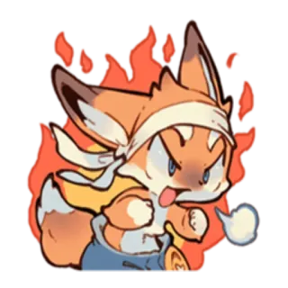 😡 5d6f69ef キツネ, 怒り, 漫画, 動物, 火, かわいい telegram sticker