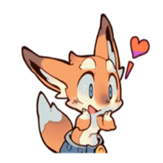 😍 a145ff87 キツネ, 漫画, 可愛い, 動物, ハート, キャラクター, ステッカー telegram sticker