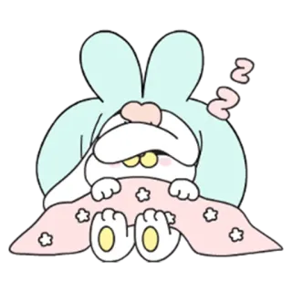 😴 92143033 coelho, dormindo, fofo, desenho animado, animal, sonolento, cobertor telegram sticker
