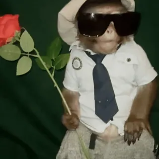 🌹 4745697e обезьяна, роза, солнцезащитные очки, животное, мода, смешной telegram sticker