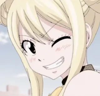 🥰 7271fcc9 Lucy Heartfilia Fairy Tail animé, fairy tail, lucy heartfilia, dessin animé, clin d'oeil, cheveux blonds telegram sticker