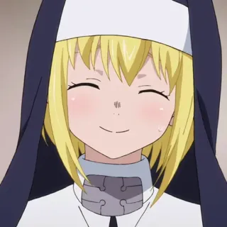 🔥 51f9e386 Iris Fire Force Anime, Fire Force, Iris, Nonne, lächelnd, Charakter, blonde Haare, süß whatsapp sticker