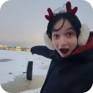 🧍 dcecae6d winter, sneeuw, rendiergewei, vrouw, koud, buiten telegram sticker