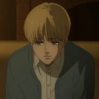 ⚔️ 48f7148c Armin Arlert Attack on Titan 动漫, 进击的巨人, 阿尔敏·阿明, 角色, 金发, 悲伤的 telegram sticker