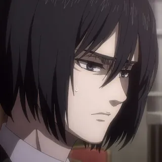 ⚔️ 9d559642 Mikasa Ackerman Attack on Titan 动漫, 三笠·阿克曼, 进击的巨人, 严肃, 角色, 肖像 telegram sticker