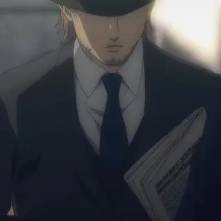 ⚔️ ab673b15 Zeke Yeager Attack on Titan 动漫, 角色, 西装, 报纸 telegram sticker