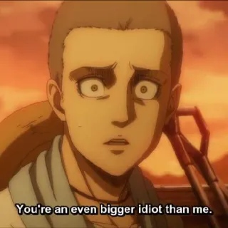 🧐 8772e326 You're an even bigger idiot than me. อนิเมะ, คนโง่, ตลก, มีม telegram sticker