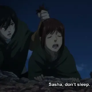 😲 c51d6478 Sasha Sasha, don't sleep. อนิเมะ, ผ่าพิภพไททัน, ทหาร, ความรุนแรง, ความตาย, ความกลัว telegram sticker