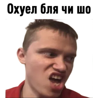 😠 dfcf309c Охуел бля чи шо meme, funny, face, expression, offensive, slang whatsapp sticker