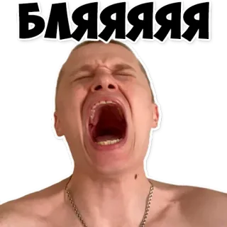 😮 23c213c6 БЛЯЯЯЯЯЯ cri, homme, expression, offensant, juron, émotionnel whatsapp sticker