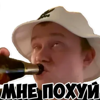 🥴 dff43db5 МНЕ ПОХУЙ boire, bière, russe, chapeau whatsapp sticker