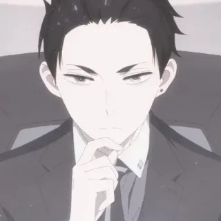 💰 282eef78 Anime, Hombre, Traje, Oficina, Pensando whatsapp sticker