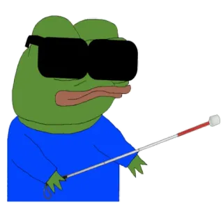 🕶 acc96125 Pepe the Frog pepe, grenouille, mème, internet, aveugle, canne telegram sticker