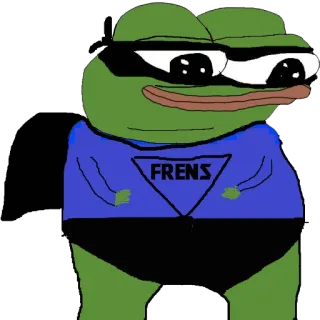 🦸‍♂️ f7b13ecd FRENS grenouille, pepe, amis, mème, dessin animé, internet telegram sticker