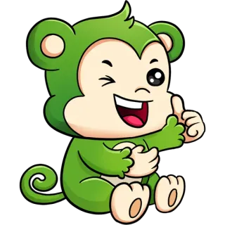 👍 16054592 обезьяна, милый, мультик, животное, зеленый, каваи telegram sticker