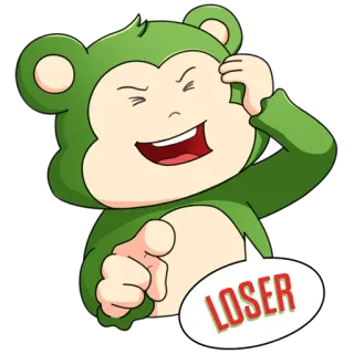 😂 29683b20 LOSER обезьяна, мультфильм, оскорбление, неудачник, указывает, насмехается, дразнит telegram sticker