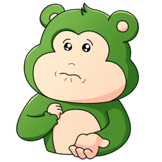 🥺 2e70ac1b мультик, животное, обезьяна, милый, наклейка, зеленый, грустный, иллюстрация telegram sticker