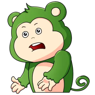 🤨 5a751533 обезьяна, мультик, зеленый, милый, животное, выражение telegram sticker