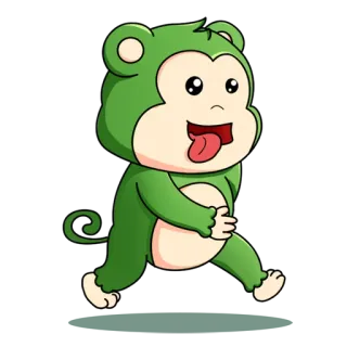 🤪 6191cf02 обезьяна, животное, мультфильм, милый, зеленый telegram sticker