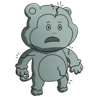 😟 7a259f9a обезьяна, мультфильм, игрушка, статуя, треснувший, серый telegram sticker