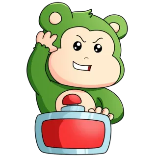 🚀 8ae87be2 Мультик, Обезьяна, Кнопка, Животное, Зеленый, Персонаж telegram sticker