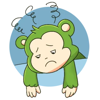 ☹️ b677e293 грустный, уставший, обезьяна, мультик, зеленый, депрессивный, измученный, милый telegram sticker