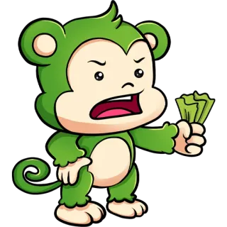 😎 c7e39a4a обезьяна, деньги, мультфильм, наклейка, зеленый, богатство telegram sticker