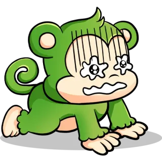 😨 d9361403 обезьяна, зеленый, мультик, животное, милый, обеспокоенный telegram sticker