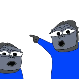 😮 28c3ff97 małpa, małpa, kreskówka, wskazywanie, zszokowany, zaskoczony whatsapp sticker