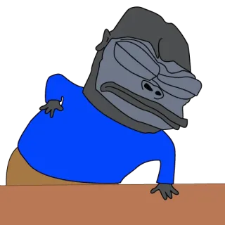 😳 62e248e5 małpa, goryl, kreskówka, mem, zły, niebieska koszula whatsapp sticker