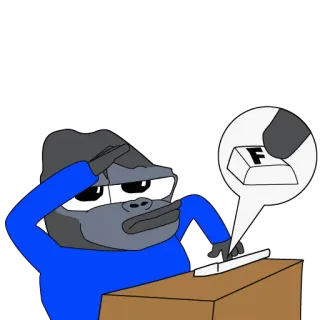 ⚰️ 6abd59e1 małpa, goryl, klawiatura, komputer, myślenie, mem, zwierzę whatsapp sticker