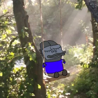 🍁 86c2e5a3 Kreskówka, Zwierzę, Huśtawka, Las, Słodkie whatsapp sticker