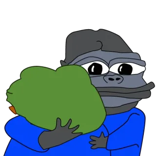 🤗 c4411213 żaba, małpa, przytulanie, mem, emotikon, internet whatsapp sticker