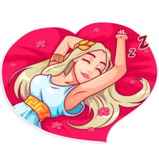 💤 599b0822 z 睡觉, 女人, 床, 心, 卡通, zz telegram sticker