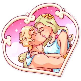 💋 20048f66 tình yêu, nụ hôn, cặp đôi, lãng mạn, trái tim, Hy Lạp, thần thoại telegram sticker