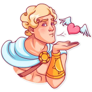 😘 235dcd22 thần tình yêu, tình yêu, trái tim, nụ hôn, thần, đôi cánh telegram sticker