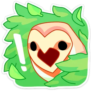 😮 e3dd3476 pássaro, folhas, natureza, fofo, alerta, exclamação telegram sticker