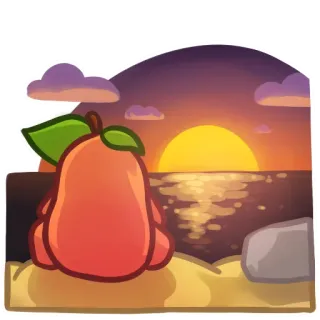 🌅 6d5f940b ผลไม้, ชายหาด, พระอาทิตย์ตก, ทะเล, ธรรมชาติ, ผ่อนคลาย telegram sticker