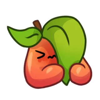 😖 79528d0b แอปเปิล, ผลไม้, น่ารัก, การ์ตูน, สติกเกอร์, พืช, ใบไม้ telegram sticker