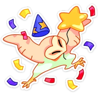 🎊 cd9ed4c7 hoạt hình, tiệc, lễ kỷ niệm, ngôi sao, hoa giấy, mũ phù thủy telegram sticker
