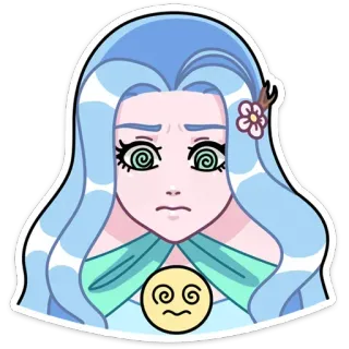 🥴 1877c0e4 漫画, めまい, 顔, 女の子, ステッカー telegram sticker