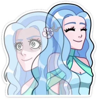 ☺ 6ea963c7 女性, 青髪, 漫画, ステッカー, キャラクター, ポートレート telegram sticker