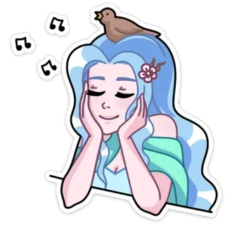 🎶 afe713d7 女の子, 鳥, 音符, 夢見がち, かわいい, ステッカー telegram sticker